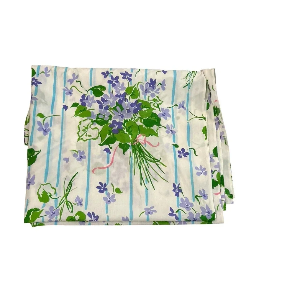 Vintage stevens utica purple floral Standard  Bedding Lot Of 2 Flat Sheet 72x104